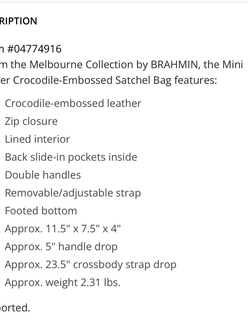 Brahmin Burnt Orange Croc-Embossed Tote - Picture 6 of 6